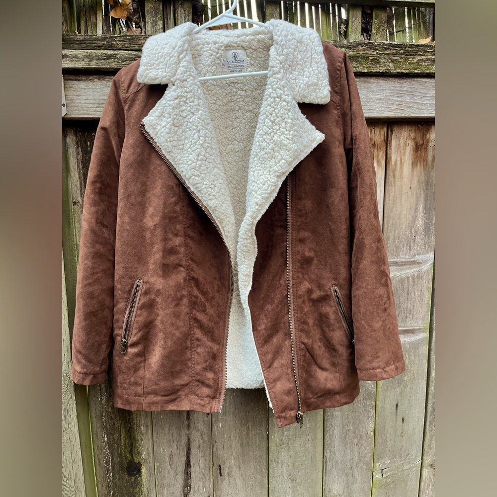 Volcom Sherpa faux-fur lined suede-style jacket